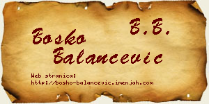 Boško Balančević vizit kartica